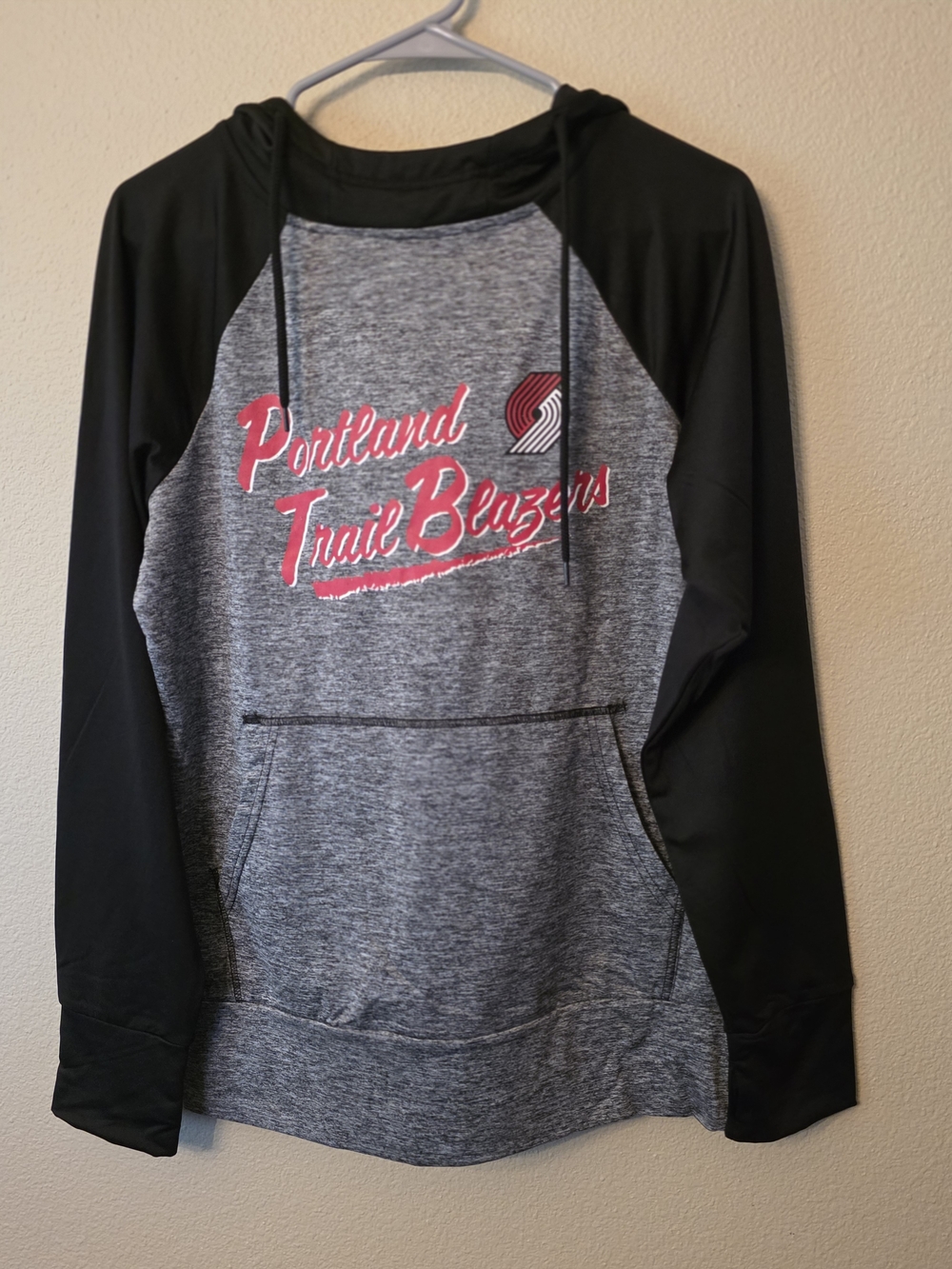 NBA Portland Trail Blazers Gray and Black Hoodie with Red Logo